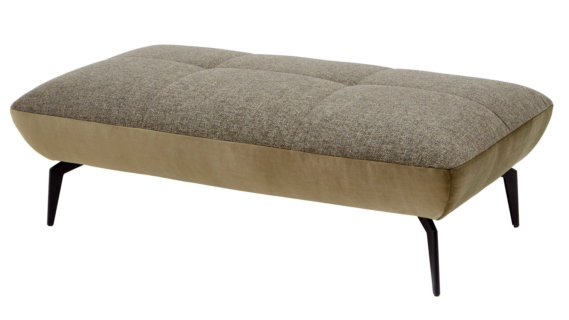 Polsterhocker KAWOO aus Stoff in Grün KAWOO Polsterprogramm New Jersey - XXL-Hocker olivfarbener Bezug Riviera & khakifarbener Bezug Amsterdam – ca. 142 x 80 cm