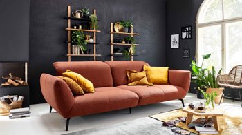 Bigsofa KAWOO aus Stoff in Orange KAWOO Polsterprogramm New Jersey - Megasofa kupferfarbener Bezug Portofino 126 - Breite ca. 260 cm