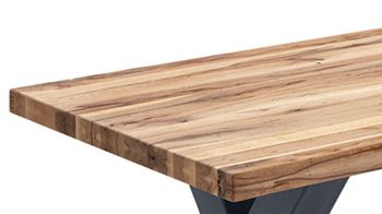 Esstisch WOODS & TRENDS aus Holz in Holzfarben WOODS & TRENDS Vintage-Dining - Holztisch als Esstisch geölte Balkeneiche & Roheisen – ca. 200 x 100 cm