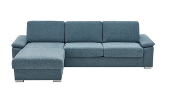 Ecksofa comfortmaster besser sitzen, liegen, leben aus Stoff in Türkis Comfortmaster Ecksofa Molto mit Faltbett-Funktion türkisfarbener Bezug 2-6846 & Chromfüße - Stellfläche ca. 306 x 176 cm