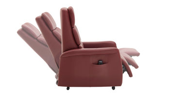 Relaxsessel OrthoSedis aus Leder in Dunkelrot OrthoSedis OS-HU1043 - Relaxsessel A8 mit Aufstehhilfe und Federkern brombeerfarbenes Leder Torro - Ergonomie L