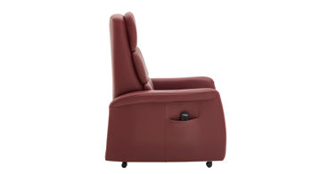 Relaxsessel OrthoSedis aus Leder in Dunkelrot OrthoSedis OS-HU1043 - Relaxsessel A8 mit Aufstehhilfe und Federkern brombeerfarbenes Leder Torro - Ergonomie L