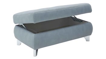 Polsterhocker modulmaster aus Stoff in Hellgrau Modulmaster Sofa Serie MM-MP1110 - Funktions-Hocker stahlfarbene Mikrofaser Mammut & glänzende Winkelfüße - ca. 129 x 64 cm