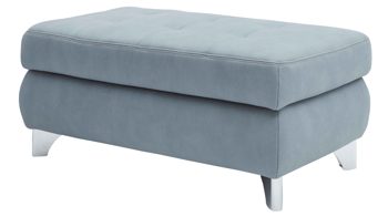 Polsterhocker modulmaster aus Stoff in Hellgrau Modulmaster Sofa Serie MM-MP1110 - XXL-Hocker stahlfarbene Mikrofaser Mammut & glänzende Winkelfüße - ca. 129 x 64 cm