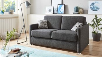 Schlafsofa comfortmaster besser sitzen, liegen, leben aus Stoff in Anthrazit Comfortmaster Schlafsofa Molto mit Faltbett-Funktion anthrazitfarbener Webstoff 2-6210 & Chromfüße - Breite ca. 156 cm