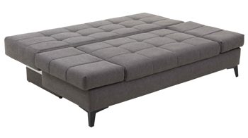 Schlafsofa Restyl aus Stoff in Anthrazit Schlafsofa Talia C anthrazitfarbener Bezug 2-6931 & schwarze Metallfüße