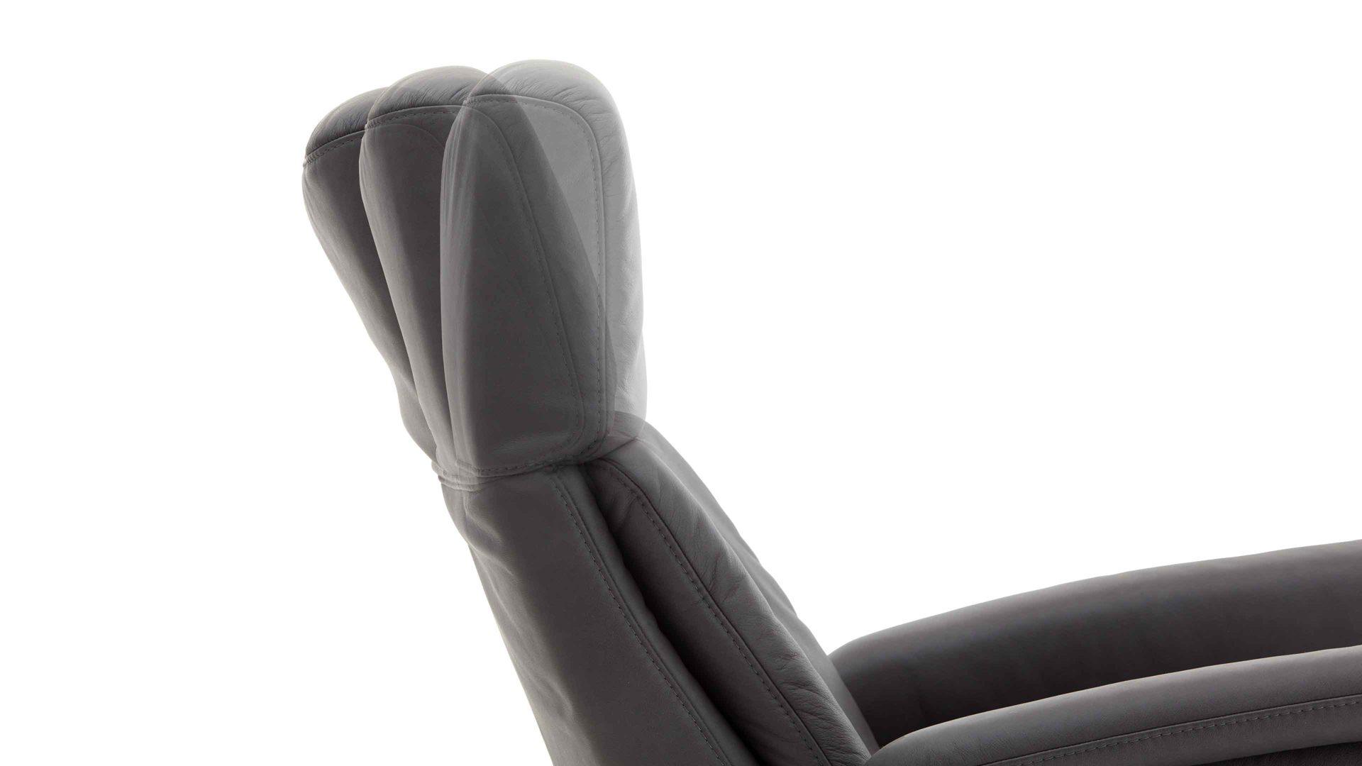 Relaxsessel Steinpol polsteria aus Leder in Anthrazit Polsterprogramm Relaxa 6.0 Plus PSG XC - Drehsessel anthrazitfarbenes Leder Punch & mattschwarzer Sternfuß