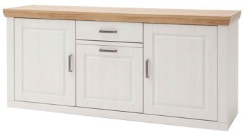 Sideboard Mca direkt aus Holz in Weiß Wohnprogramm Brixen - Sideboard Pinie Aurelio & Grandson Oak - drei Türen, eine Schublade