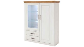 Highboard Mca direkt aus Holz in Weiß Wohnprogramm Brixen - Hoghboard 21 Pinie Aurelio & Grandson Oak - zwei Türen, zwei Schubladen