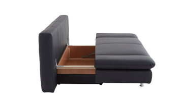Schlafsofa comfortmaster besser sitzen, liegen, leben aus Leder in Anthrazit Comfortmaster Schlafsofa Mia anthrazitfarbenes Leder 12-1220 & Chromfüße - Breite ca. 200 cm