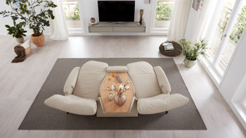 Dreisitzer comfortmaster besser sitzen, liegen, leben aus Leder in Beige Comfortmaster Serie 4867 - Trapezsofa marmorfarbenes Longlife-Leder LG18 - Breite ca. 227 cm