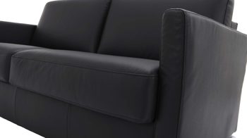 Schlafsofa comfortmaster besser sitzen, liegen, leben aus Leder in Schwarz Comfortmaster Schlafsofa Molto mit Faltbett-Funktion bzw. Polstermöbel schwarzes Leder 10-1014 & verchromte Metallfüße - Breite ca. 188 cm