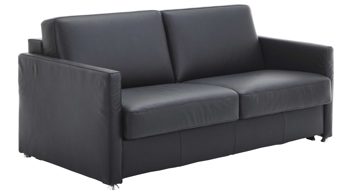 Schlafsofa comfortmaster besser sitzen, liegen, leben aus Leder in Schwarz Comfortmaster Schlafsofa Molto mit Faltbett-Funktion bzw. Polstermöbel schwarzes Leder 10-1014 & verchromte Metallfüße - Breite ca. 188 cm