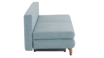 Schlafsofa Restyl aus Stoff in Hellblau Schlafsofa Rob eisblauer Bezug 55-6451 & Eichenholzfüße