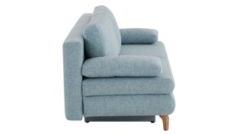 Schlafsofa Restyl aus Stoff in Hellblau Schlafsofa Rob eisblauer Bezug 55-6451 & Eichenholzfüße