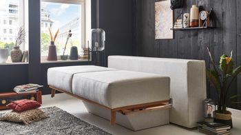 Schlafsofa Restyl aus Stoff in Beige Schlafsofa Patti naturfarbener Bezug 2-6920 & Holzfüße - Länge ca. 200 cm