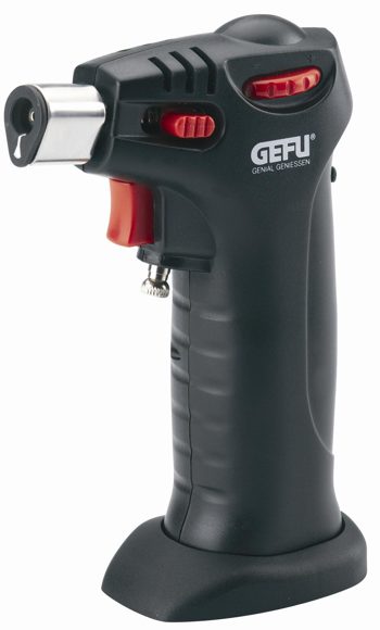 Küchenhelfer Gefu aus Porzellan in Weiß Schwarz GEFU Crème Brûlée Set 5-teilig Flammbierbrenner, 4 x Porzellanschälchen