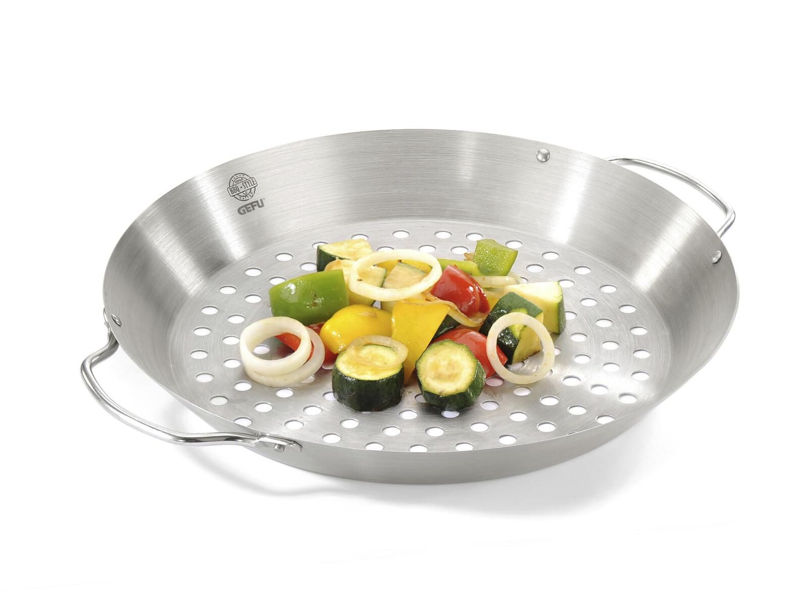 Wok Gefu® in Edelstahl GEFU® Hähnchengriller und Gemüse-Wok Hochwertiger Edelstahl