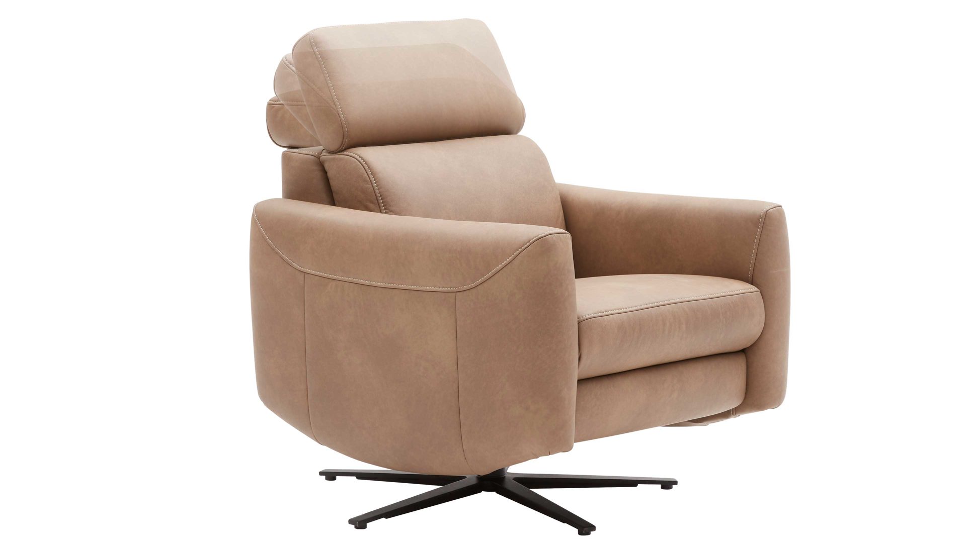 Relaxsessel comfortmaster besser sitzen, liegen, leben aus Leder in Hellbraun Comfortmaster 7180 - Relaxsessel 24E44 motorisch - wüstenfarbenes LongLife-Leder & anthrazitfarbener Sternfuß