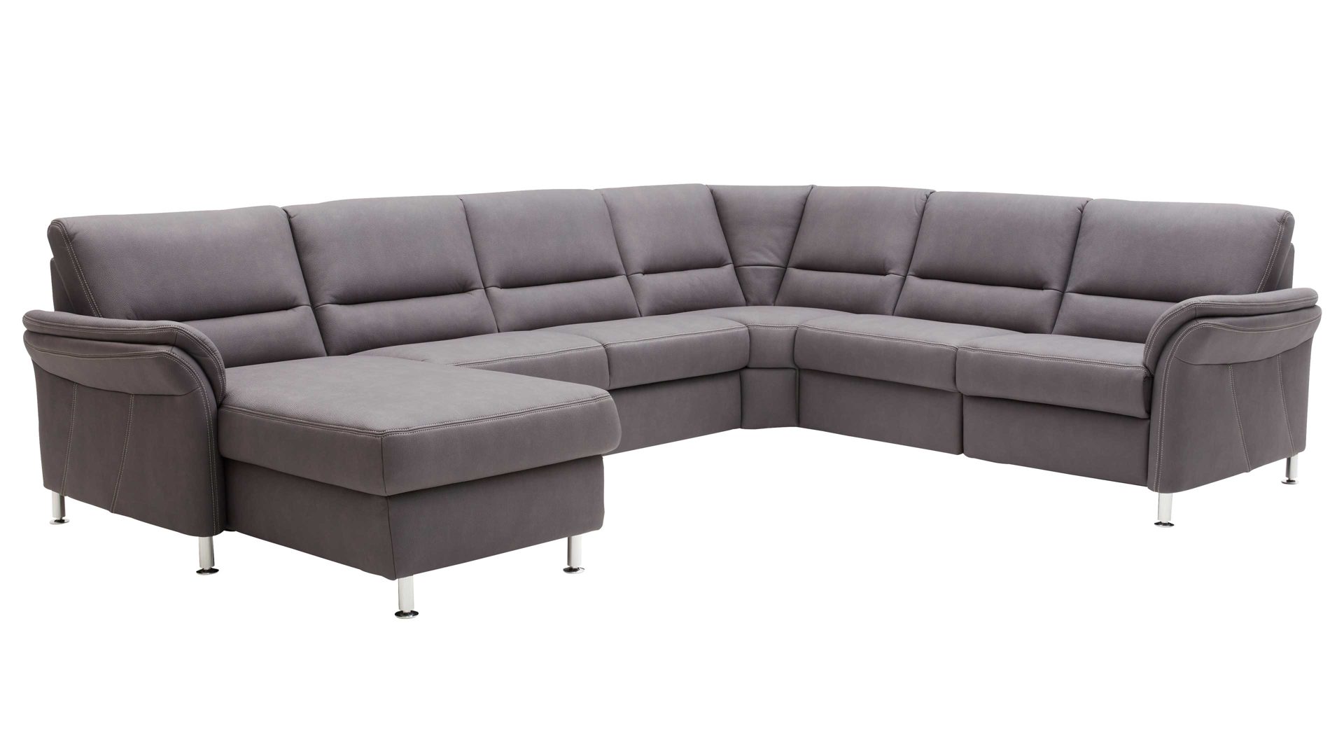 Ecksofa modulmaster aus Stoff in Grau Modulmaster MM-ZE1049 - Wohnlandschaft graue Mikrofaser Mammut & Metallfüße – Stellfläche ca. 304 x 236 cm