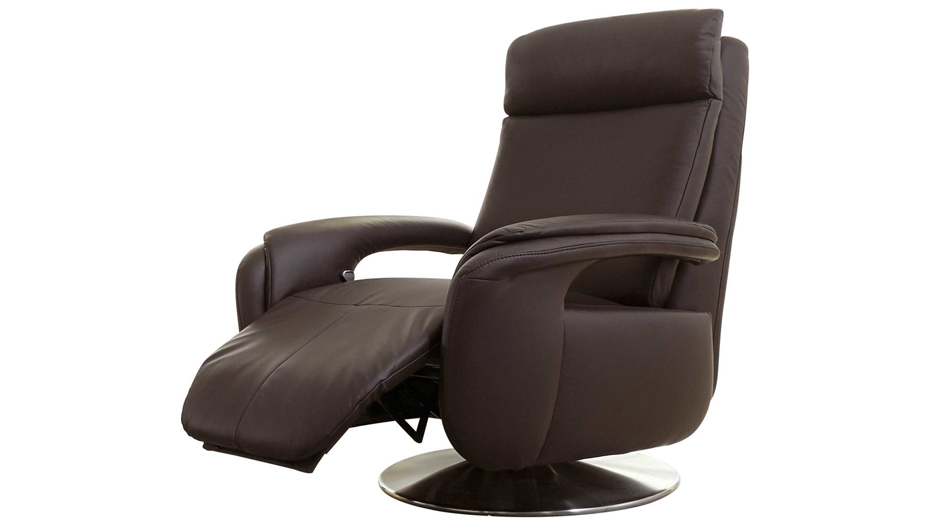 Relaxsessel modulmaster aus Leder in Dunkelbraun Modulmaster MM-PN1035 - Relaxsessel 1SDCL A1 schokofarbenes Leder Torro & Edelstahl-Tellerfuß