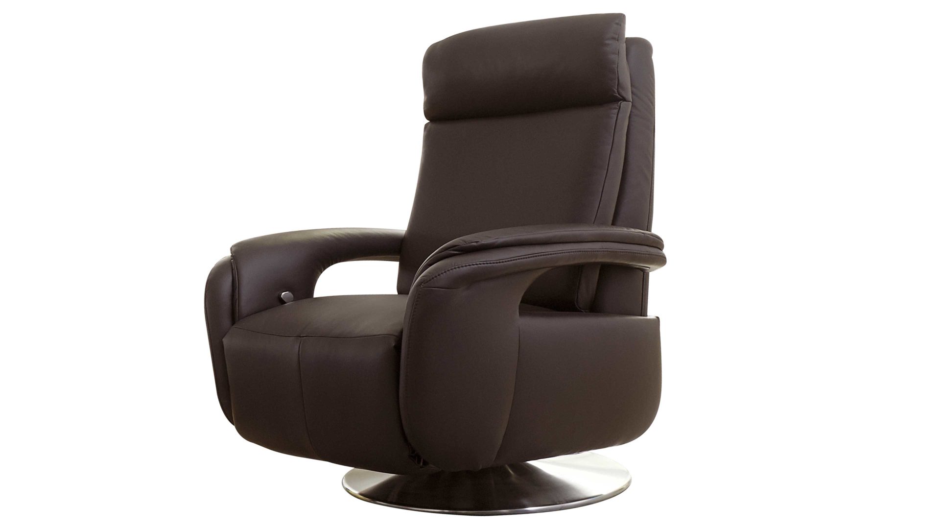 Relaxsessel modulmaster aus Leder in Dunkelbraun Modulmaster MM-PN1035 - Relaxsessel 1SDCL A1 schokofarbenes Leder Torro & Edelstahl-Tellerfuß