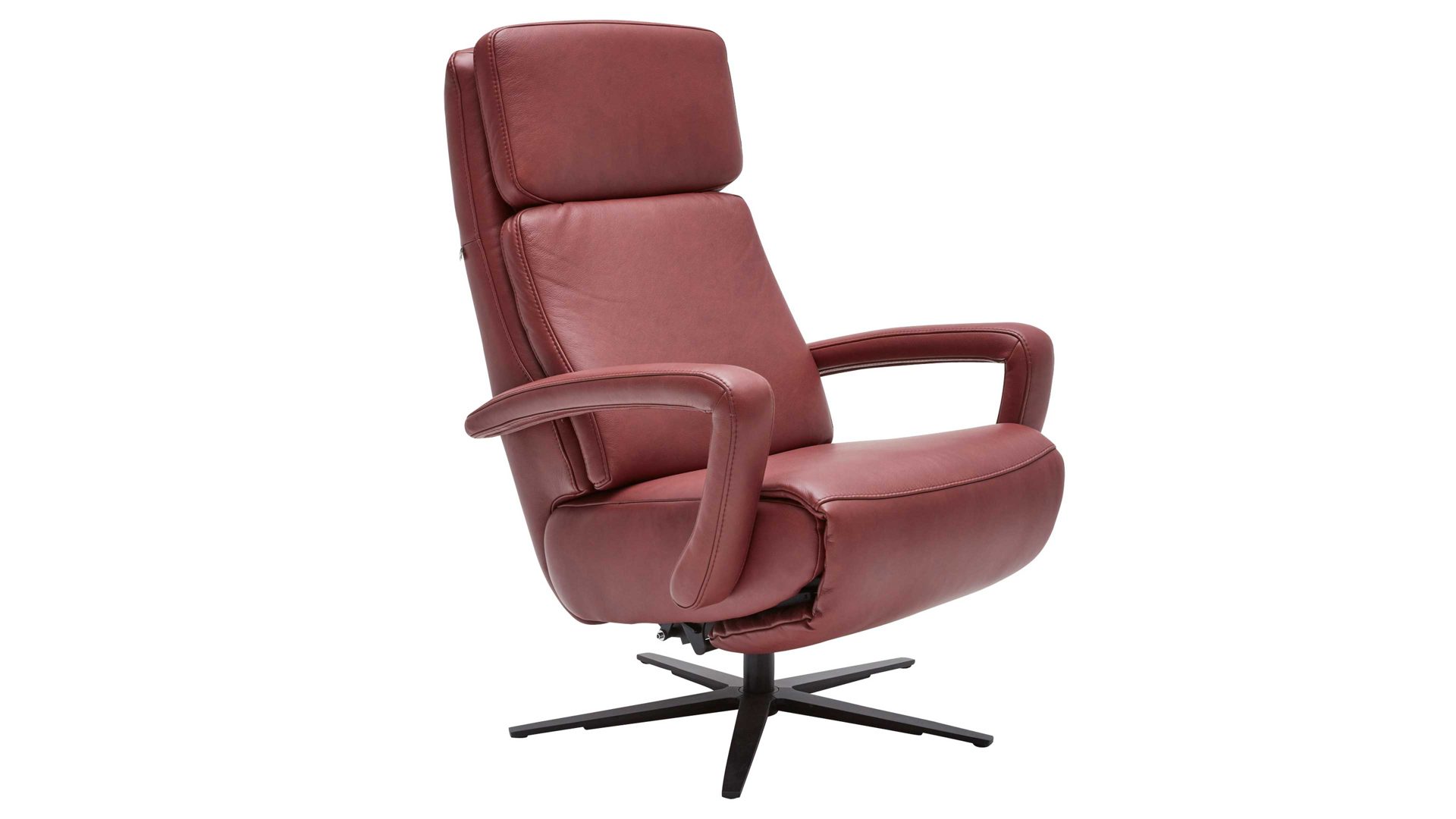 Relaxsessel Interliving aus Leder in Dunkelrot Interliving Sessel Serie 4541 – Relaxsessel motorisch - barolofarbenes LongLife-Leder Rodeo & Sternfuß V4S