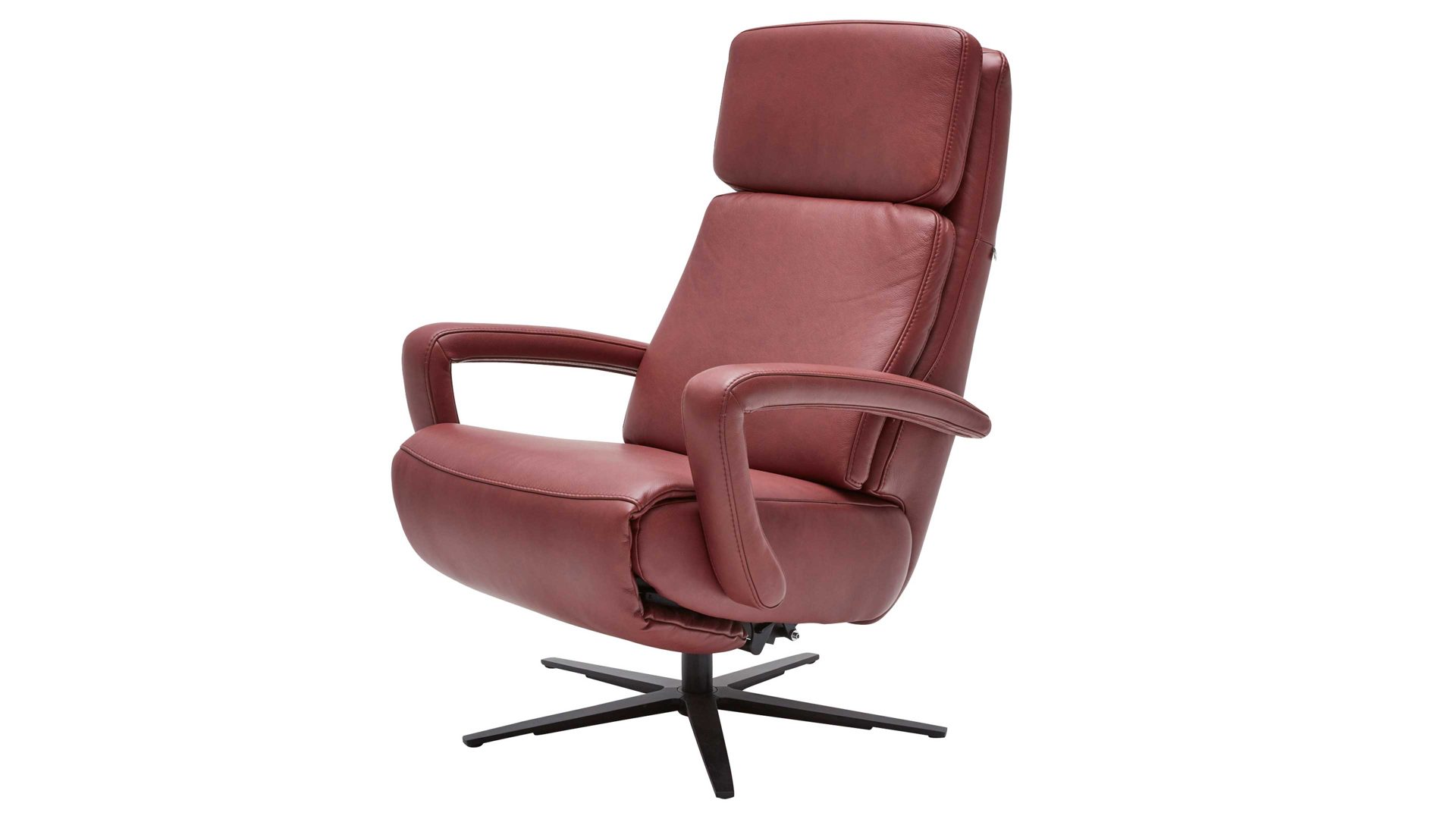 Relaxsessel Interliving aus Leder in Dunkelrot Interliving Sessel Serie 4541 – Relaxsessel C manuell - barolofarbenes LongLife-Leder Rodeo & Sternfuß V4S