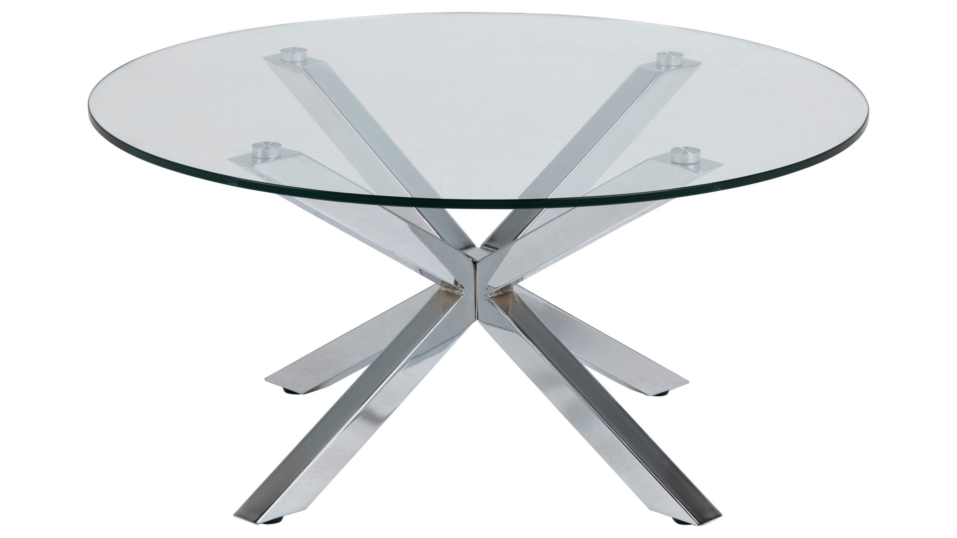 Couchtisch Actona group aus Glas in Transparent Couchtisch als attraktiver Sofatisch Klarglas & Chrom – Durchmesser ca. 82 cm