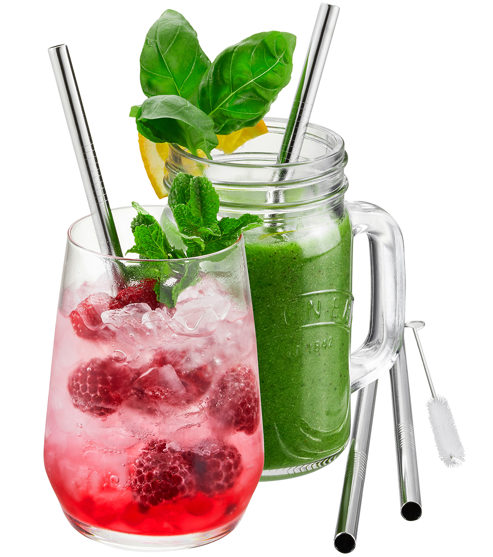 Küchenhelfer Gefu in Edelstahl GEFU Edelstahltrinkhalm 18cm, 4 Stück mit Bürste aus hochwertigem Edelstahl