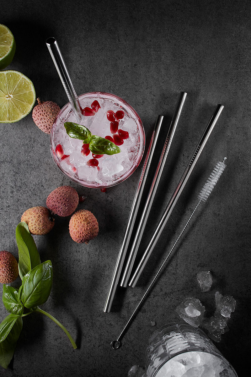 Küchenhelfer Gefu in Edelstahl GEFU Edelstahltrinkhalm 18cm, 4 Stück mit Bürste aus hochwertigem Edelstahl