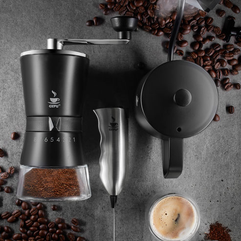 Küchenhelfer Gefu aus Kunststoff Aluminium Glas Holz in Schwarz GEFU Santiago Kaffeemühle aus hochwertigem Edelstahl