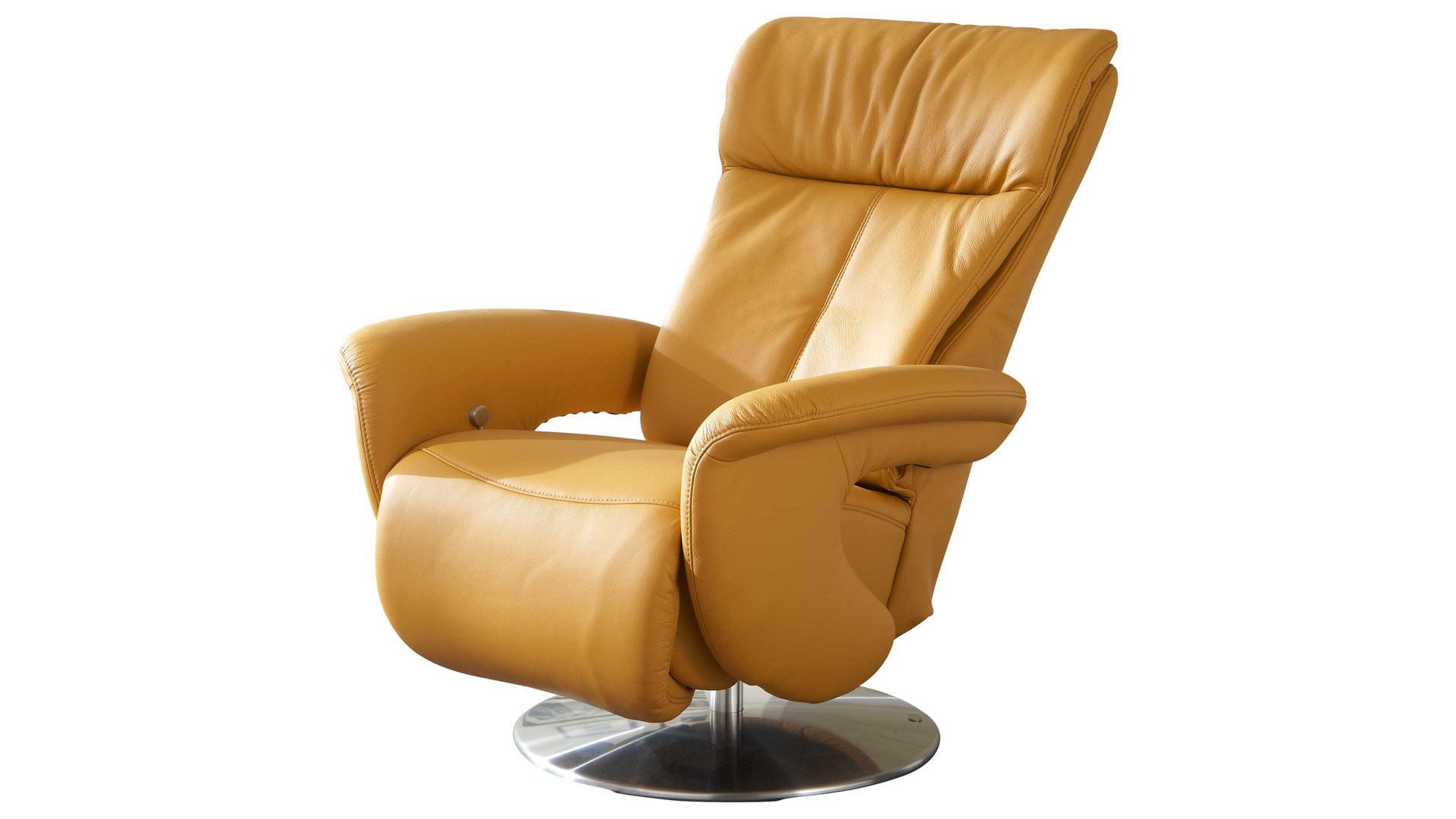 Relaxsessel comfortmaster besser sitzen, liegen, leben aus Leder in Orange Comfortmaster 7333 Easy-Swing-Sessel 36N als Sitzmöbel safranfarbenes LongLife-Leder Rustika & Metall-Tellerfuß