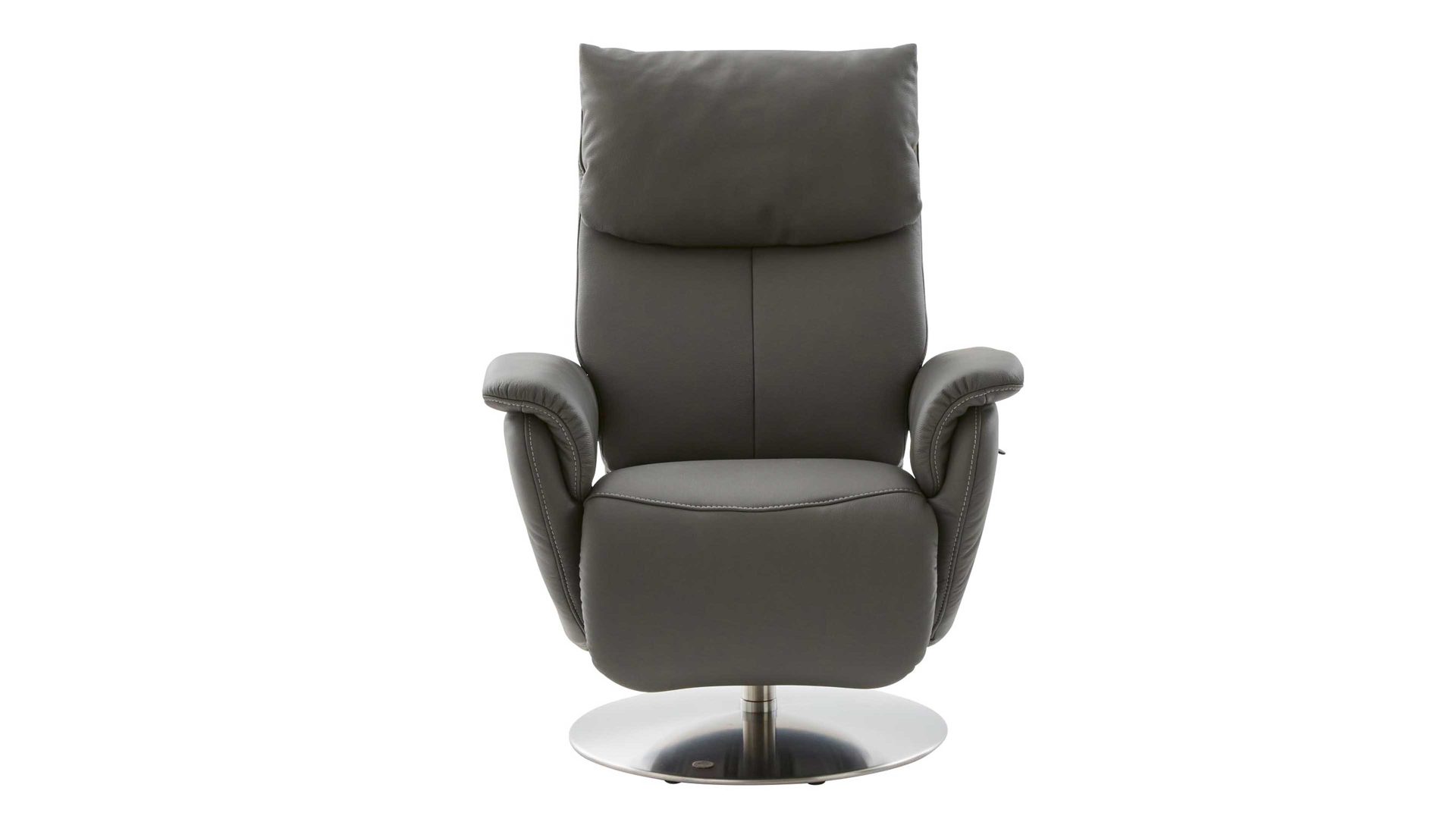 Relaxsessel comfortmaster besser sitzen, liegen, leben aus Leder in Dunkelgrau Comfortmaster 7304 - Easy-Swing-Sessel 31N canyonfarbenes LongLife-Leder LG 18 & edelstahlfarbener Tellerfuß