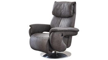 Relaxsessel comfortmaster besser sitzen, liegen, leben aus Leder in Grau Comfortmaster 7304 - Easy-Swing-Sessel 31N magmafarbenes LongLife-Leder Rustika & edelstahlfarbener Tellerfuß