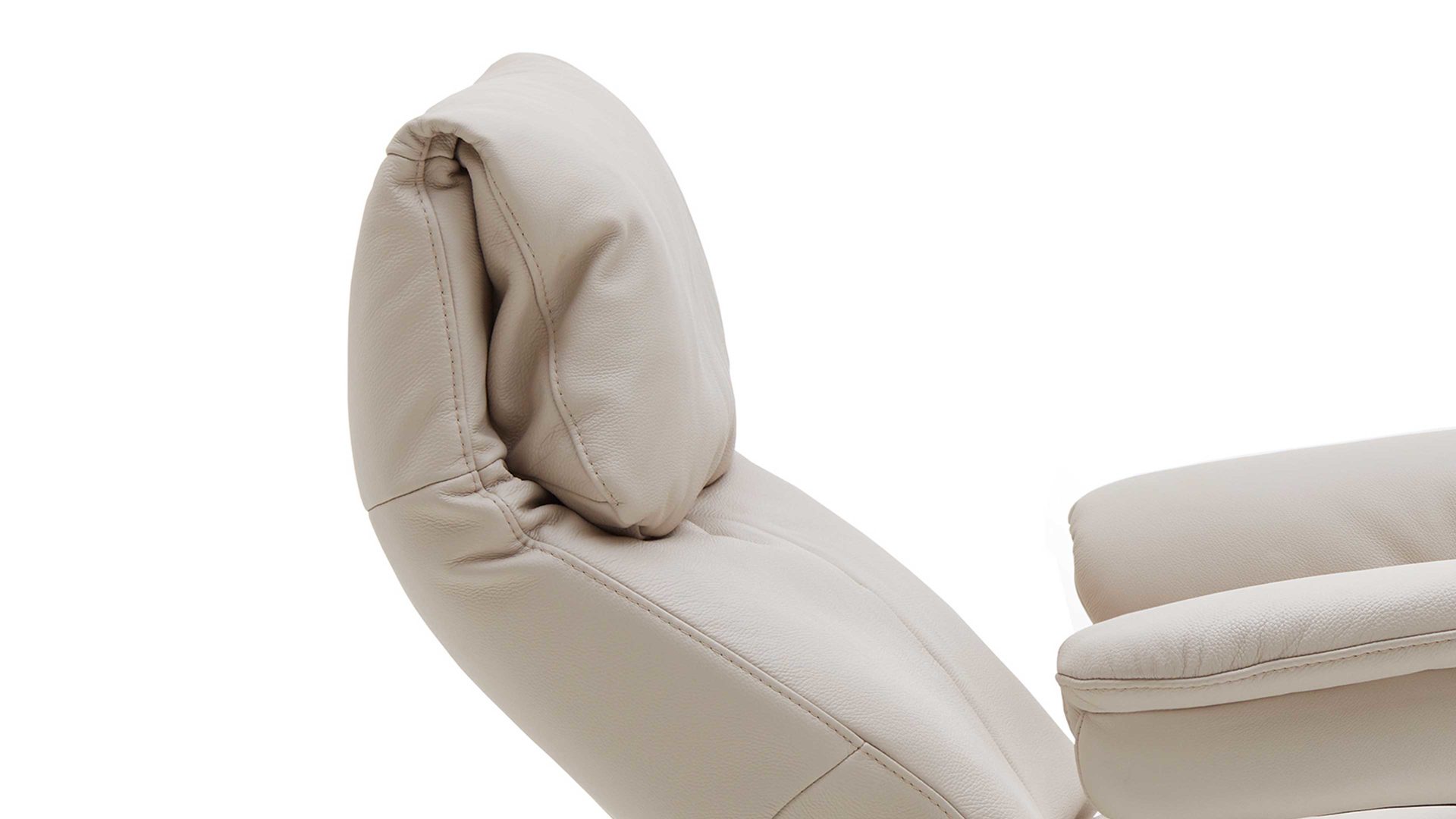 Relaxsessel comfortmaster besser sitzen, liegen, leben aus Leder in Weiß Comfortmaster 7304 - Easy-Swing-Sessel 31N nebelfarbenes LongLife-Leder Rustika & edelstahlfarbener Tellerfuß