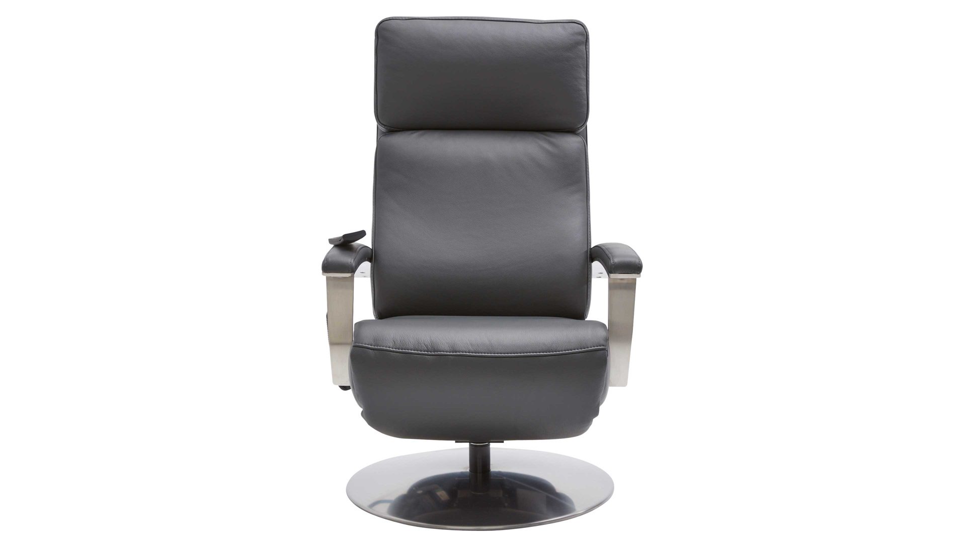 Relaxsessel Interliving aus Leder in Anthrazit Interliving Sessel Serie 4541 – Relaxsessel motorisch - anthrazitfarbenes LongLife-Leder Credo & Tellerfuß V6