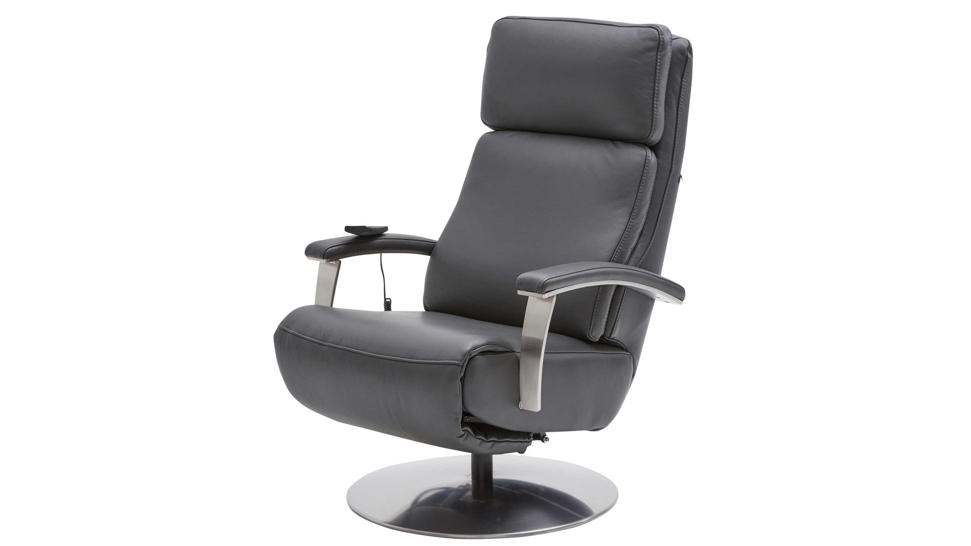 Relaxsessel Interliving aus Leder in Anthrazit Interliving Sessel Serie 4541 – Relaxsessel F motorisch - anthrazitfarbenes LongLife-Leder Credo & Tellerfuß V6