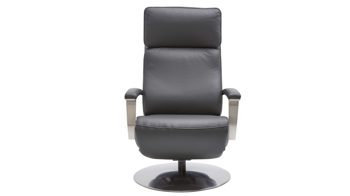 Relaxsessel Interliving aus Leder in Anthrazit Interliving Sofa Serie 4541 – Relaxsessel C manuell - anthrazitfarbenes Leder Credo & Tellerfuß V6