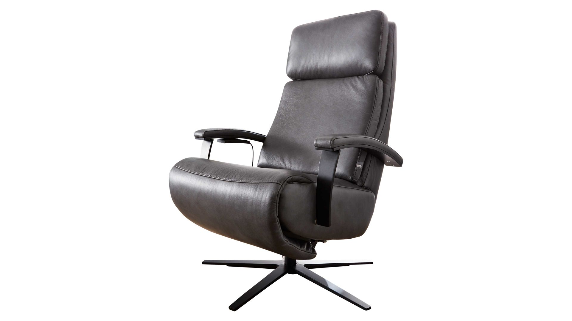 Relaxsessel Interliving aus Leder in Schwarz Interliving Sessel Serie 4541 – Relaxsessel motorisch - anthrazitfarbenes LongLife-Leder Texas & Sternfuß V4S