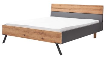 Bettgestell Interliving aus Holz in Dunkelgrau Interliving Schlafzimmer Serie 1025 – Bettgestell 530341 Graphit & Balkeneiche gehackt - Liegefläche ca. 180 x 200 cm