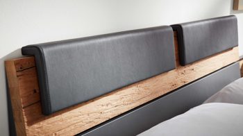 Kopfstütze Interliving aus Stoff in Dunkelgrau Interliving Schlafzimmer Serie 1025 – Kopfteilpolster-Set Länge ca. 72 cm - graphitfarbenes Kunstleder