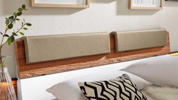Kopfstütze Interliving aus Stoff in Beige Interliving Schlafzimmer Serie 1025 – Kopfteilpolster-Set Länge ca. 92 cm - taupefarbenes Kunstleder