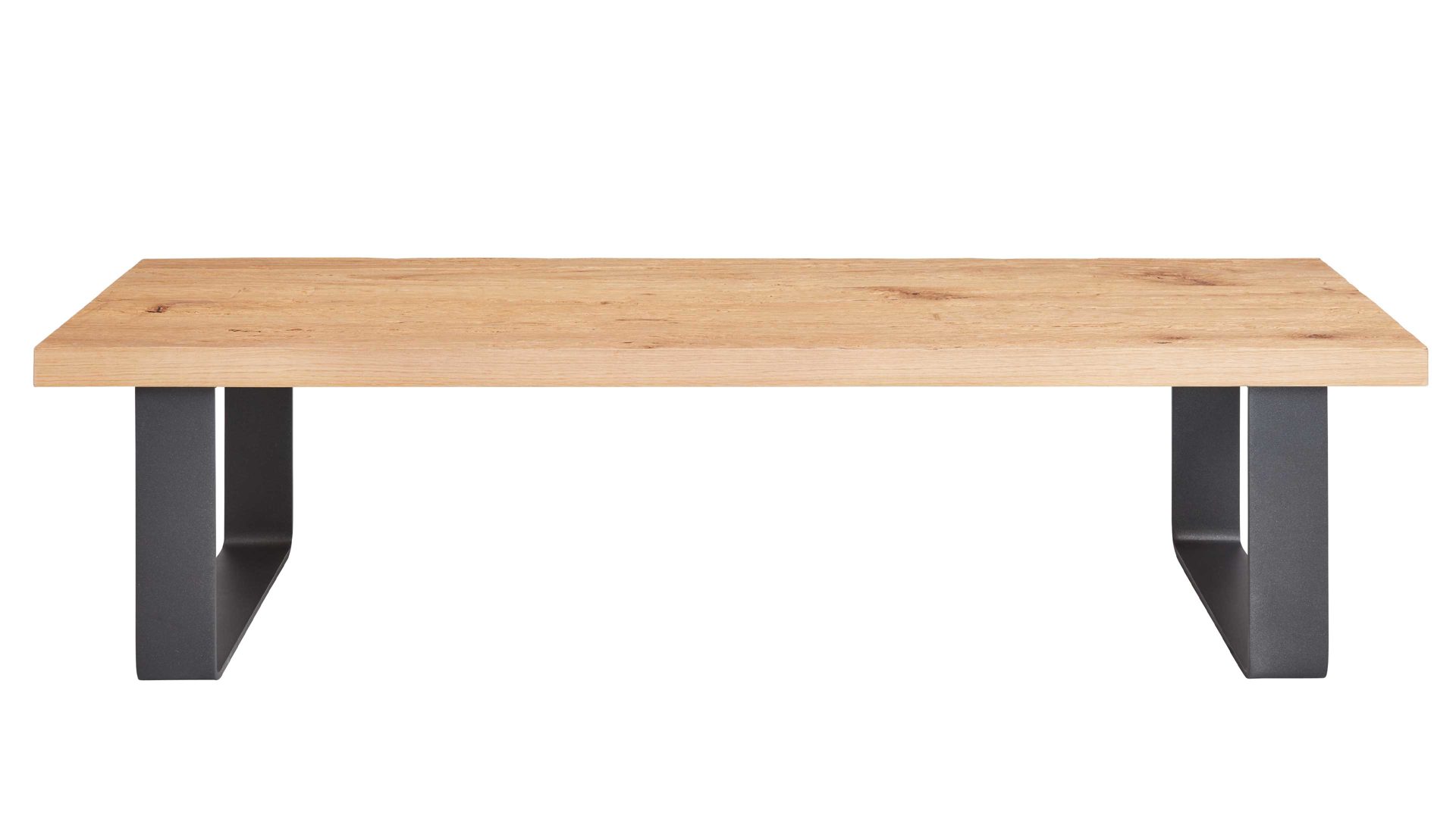 Polsterbank Interliving aus Stoff in Dunkelgrau Interliving Schlafzimmer Serie 1025 – Bettbank 530770 graphitfarbenes Kunstleder & Balkeneiche gehackt - Länge ca. 140 cm