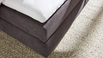 Boxspringbett Interliving aus Stoff in Dunkelgrau Interliving Bettsystem Serie 1414 - Boxspringbett Variante 2 dunkelgrauer Stoffbezug ENF 09 - Liegefläche ca. 160 x 200 cm