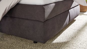 Boxspringbett Interliving aus Stoff in Dunkelgrau Interliving Bettsystem Serie 1414 - Boxspringbett Variante 1 dunkelgrauer Stoffbezug ENF 09 - Liegefläche ca. 180 x 200 cm