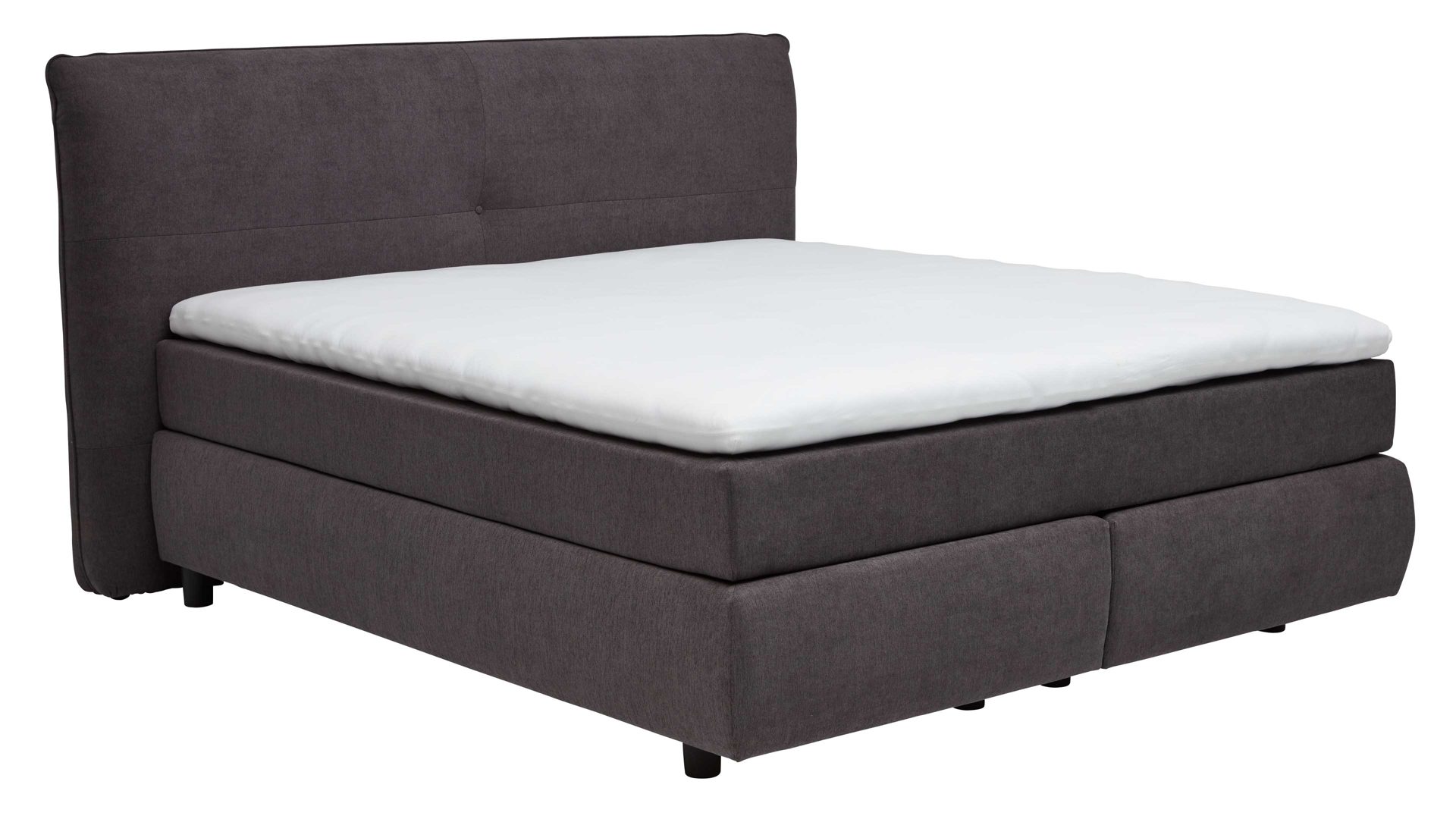 Boxspringbett Interliving aus Stoff in Dunkelgrau Interliving Bettsystem Serie 1414 - Boxspringbett Variante 2 dunkelgrauer Stoffbezug ENF 09 - Liegefläche ca. 160 x 200 cm