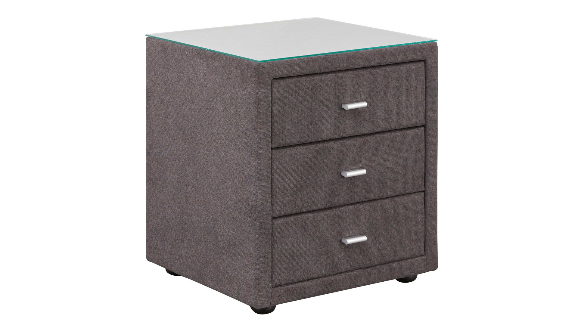 Nachtkommode Interliving aus Stoff in Dunkelgrau Interliving Bettsystem Serie 1414 - Nachtkommode dunkelgrauer Stoffbezug ENF 09 - drei Schubladen