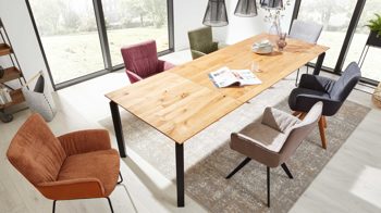 Auszugtisch Interliving aus Holz in Holzfarben Interliving Esszimmer Serie 5111 – Auszugtisch 6813-79 Charakter-Eiche & schwarzes Eisen – ca. 200-280 x 100 cm