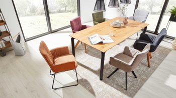 Auszugtisch Interliving aus Holz in Holzfarben Interliving Esszimmer Serie 5111 – Auszugtisch Charakter-Eiche & schwarzes Eisen – ca. 200-280 x 100 cm